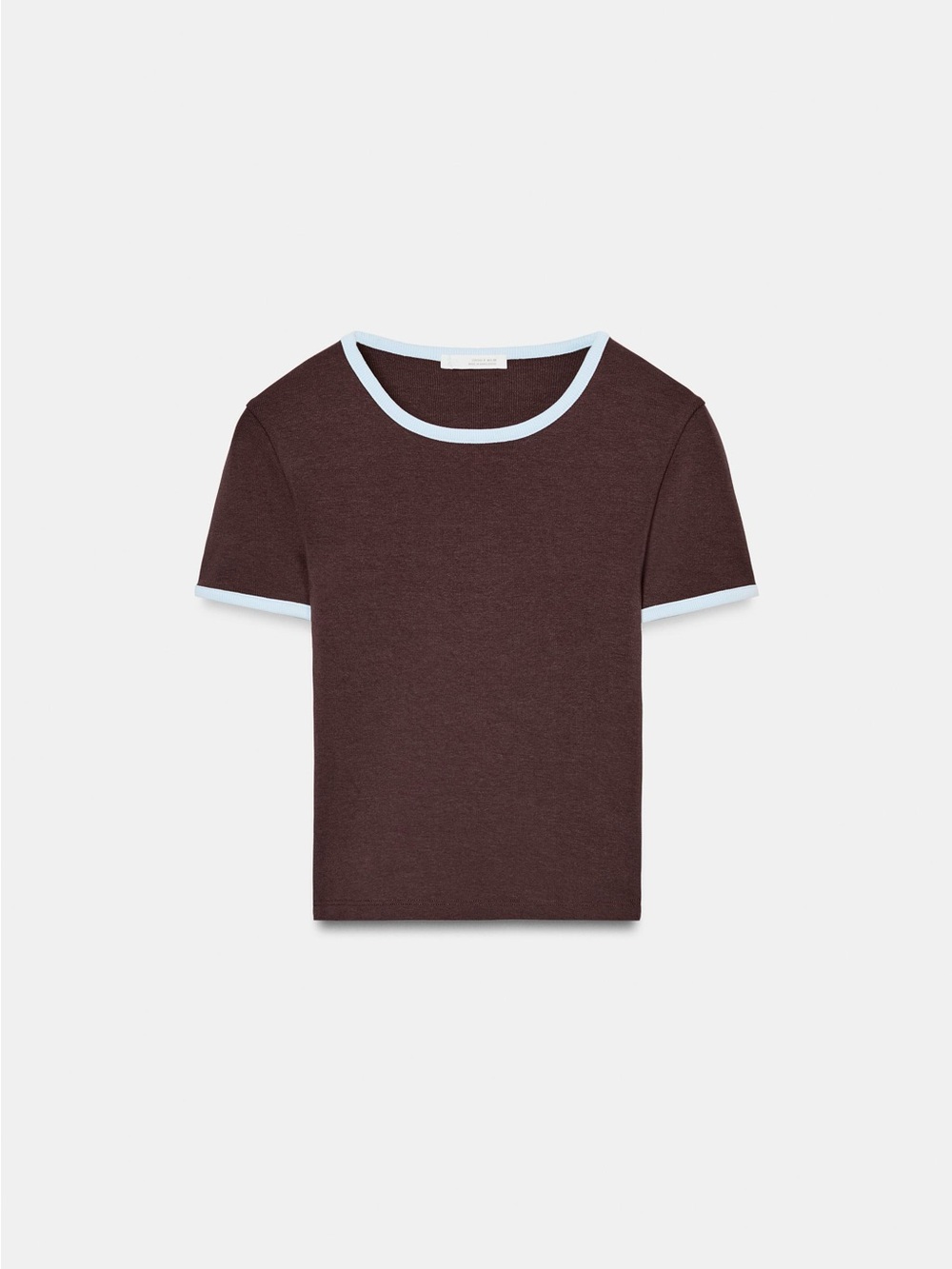 BNWT Zara Brown & Baby Blue Contrast Trim T-Shirt